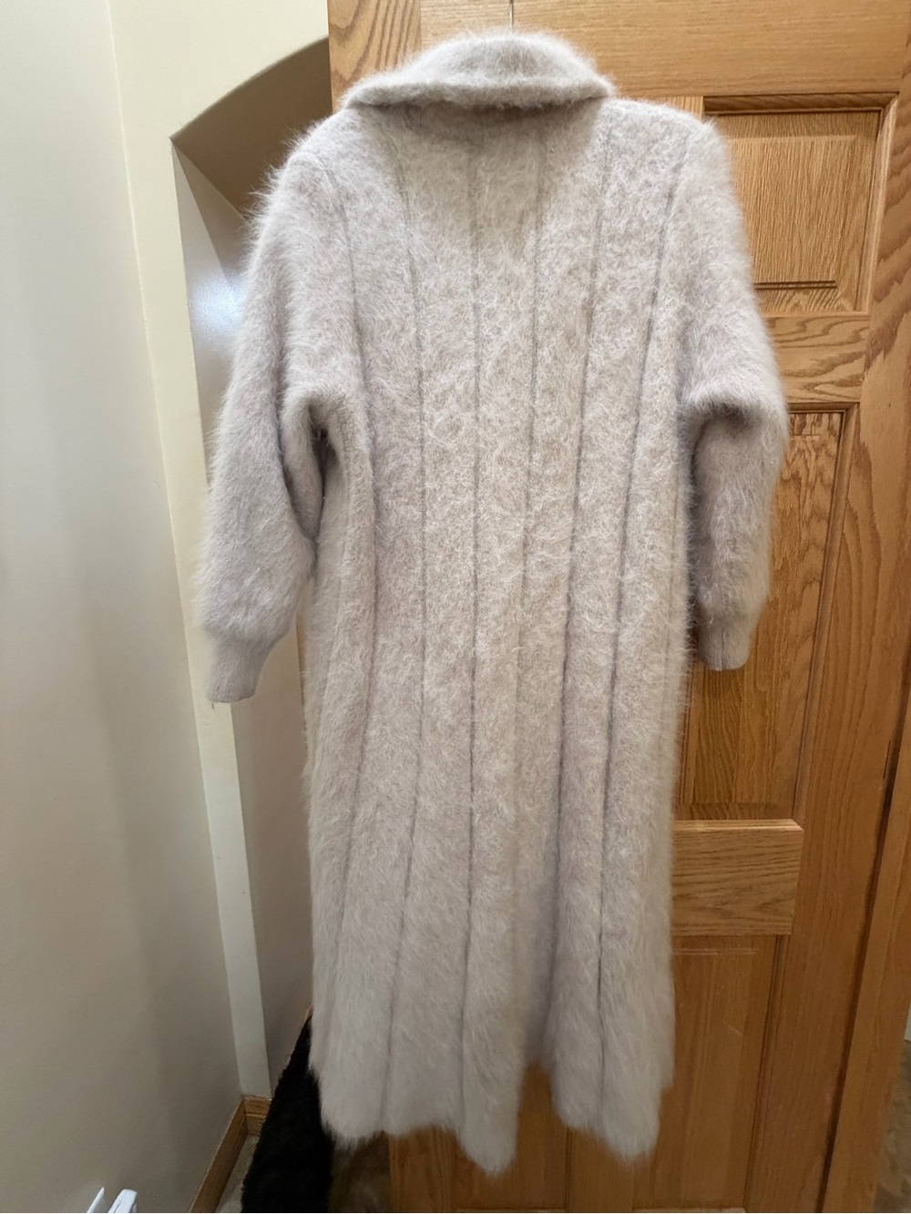 Faux Mohair Long Coatigan - Soft Light Beige - Picture 3 of 3